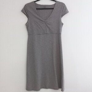 TOAD AND CO. grey and white striped short sleeve dress